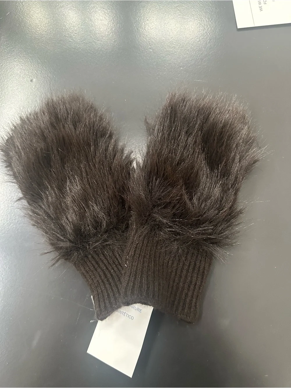 Old Navy Brown Faux Fur Mittens/Fingerless Gloves
